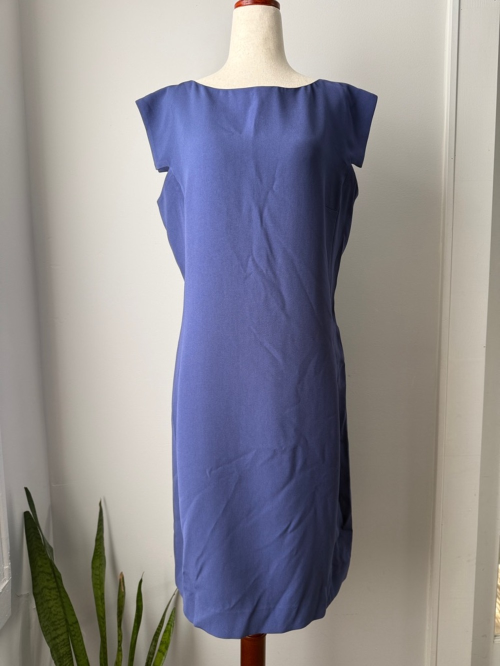 MM Lafleur Periwinkle Cap-Sleeve Shift Dress Classic Work 12 Knee Length Blue